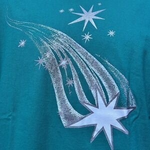 VTG 90s Hanes 50/50 Single Stitch Mens Large Silver Shooting Stars Tee Shirt NOS